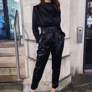 House of CB ‘Giselle’ black satin bodysuit